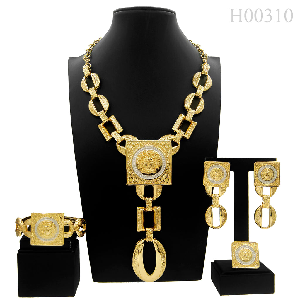 The Picasso Avant-Garde 18K Gold Plated Face Emblem Jewelry Set