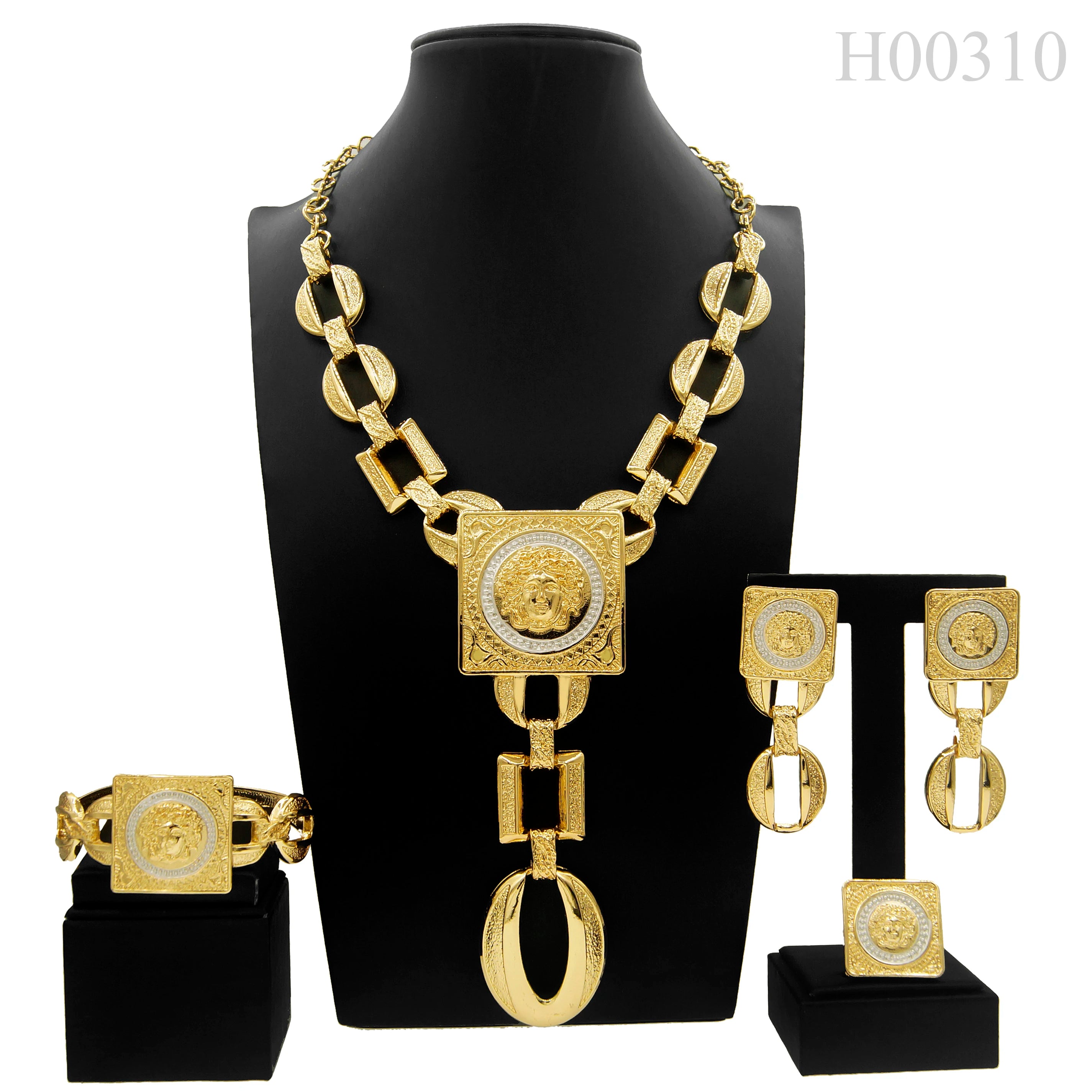 The Picasso Avant-Garde 18K Gold Plated Face Emblem Jewelry Set