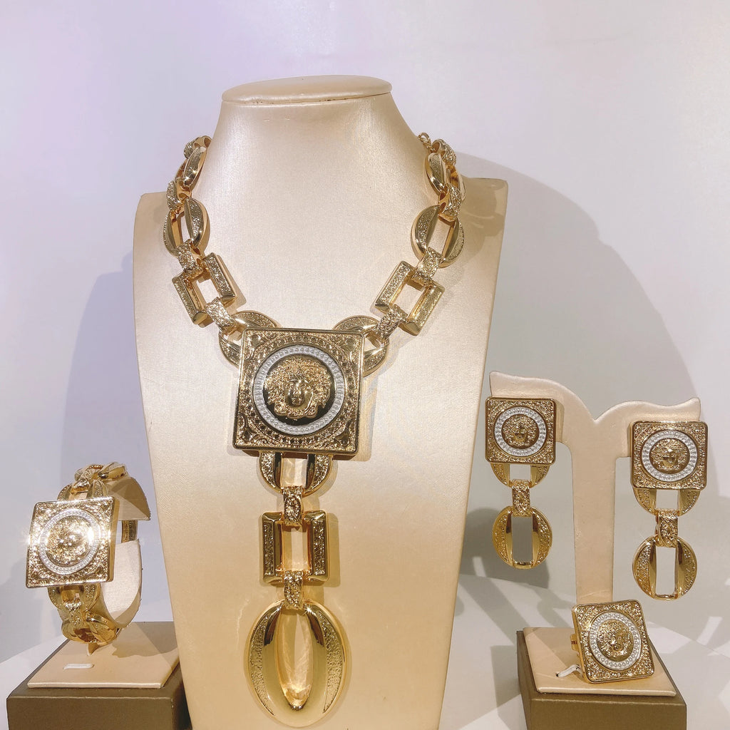 The Picasso Avant-Garde 18K Gold Plated Face Emblem Jewelry Set