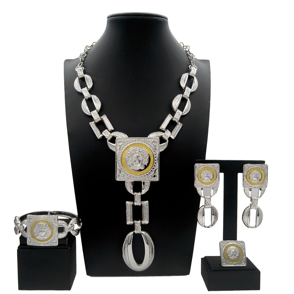 The Picasso Avant-Garde 18K Gold Plated Face Emblem Jewelry Set