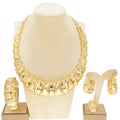 24K Dubai Gold Italian Layered Bridal Jewelry Set | Textured Statement Choker, Cuff, Ring & Earrings