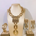 The Picasso Avant-Garde 18K Gold Plated Face Emblem Jewelry Set