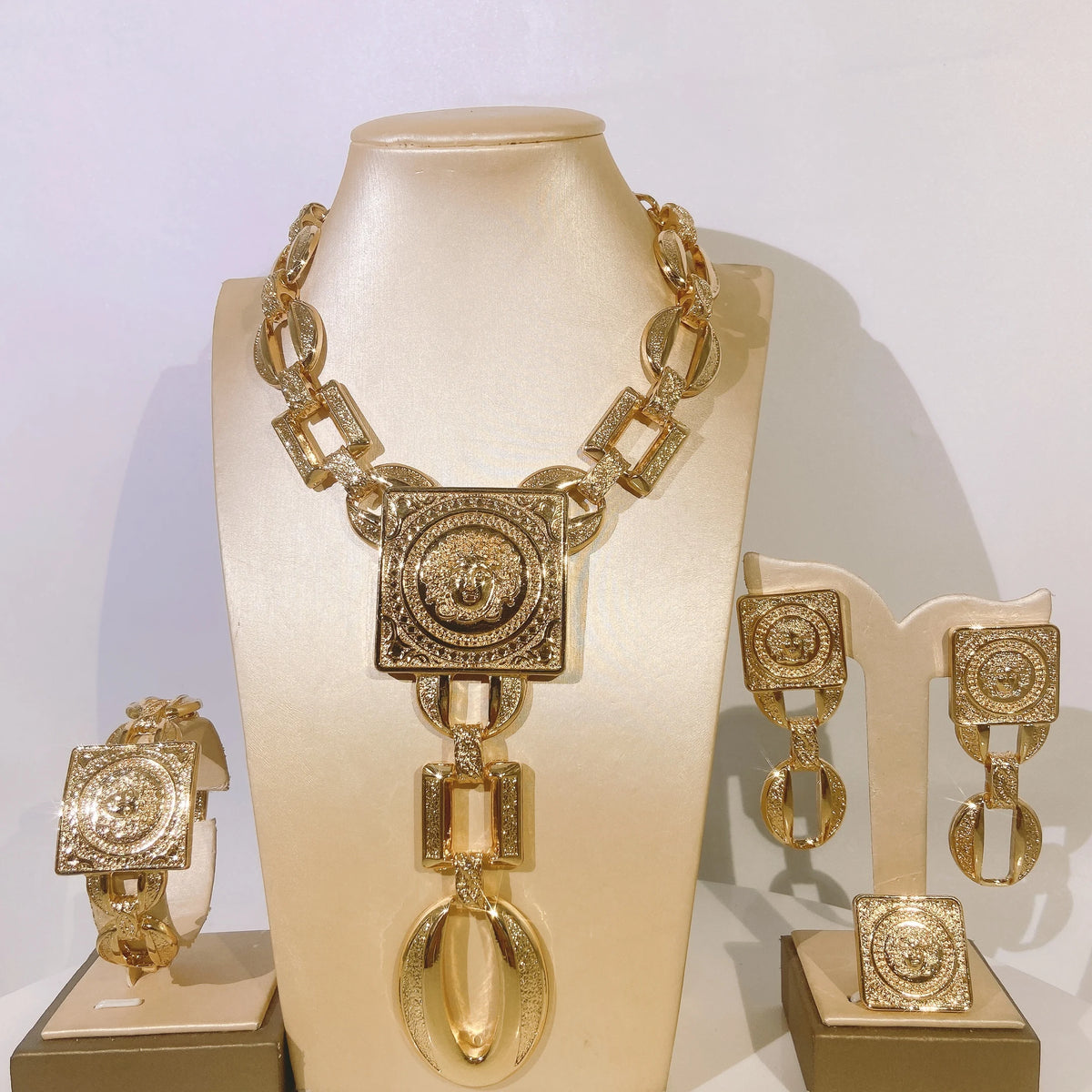 The Picasso Avant-Garde 18K Gold Plated Face Emblem Jewelry Set