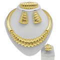 18K Dubai Gold Nigerian Bridal Jewelry Set | Statement Choker, Earrings, Ring & Bracelet
