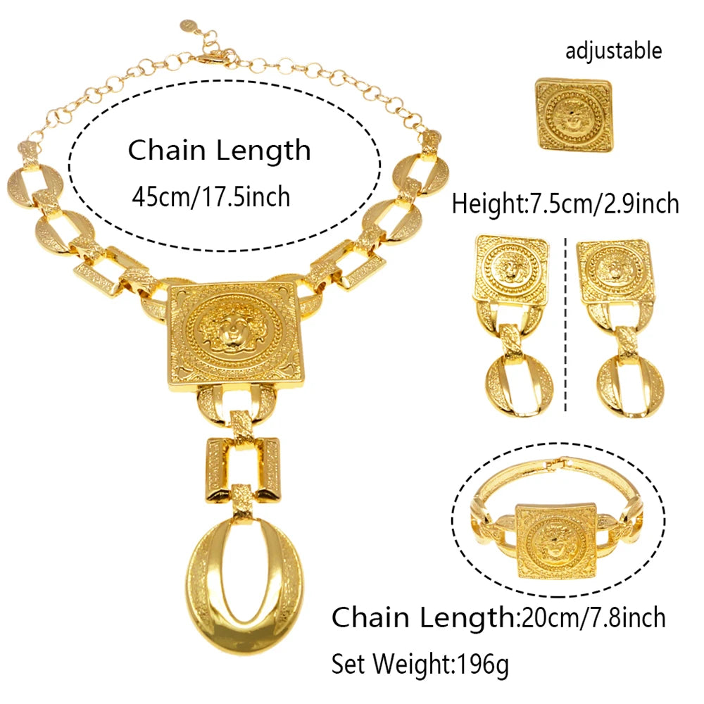 The Picasso Avant-Garde 18K Gold Plated Face Emblem Jewelry Set