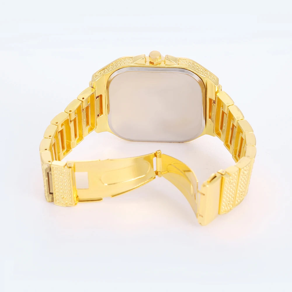 The Sovereign Drip: Fully Iced Watch, Cuban Chain & Bracelet Set
