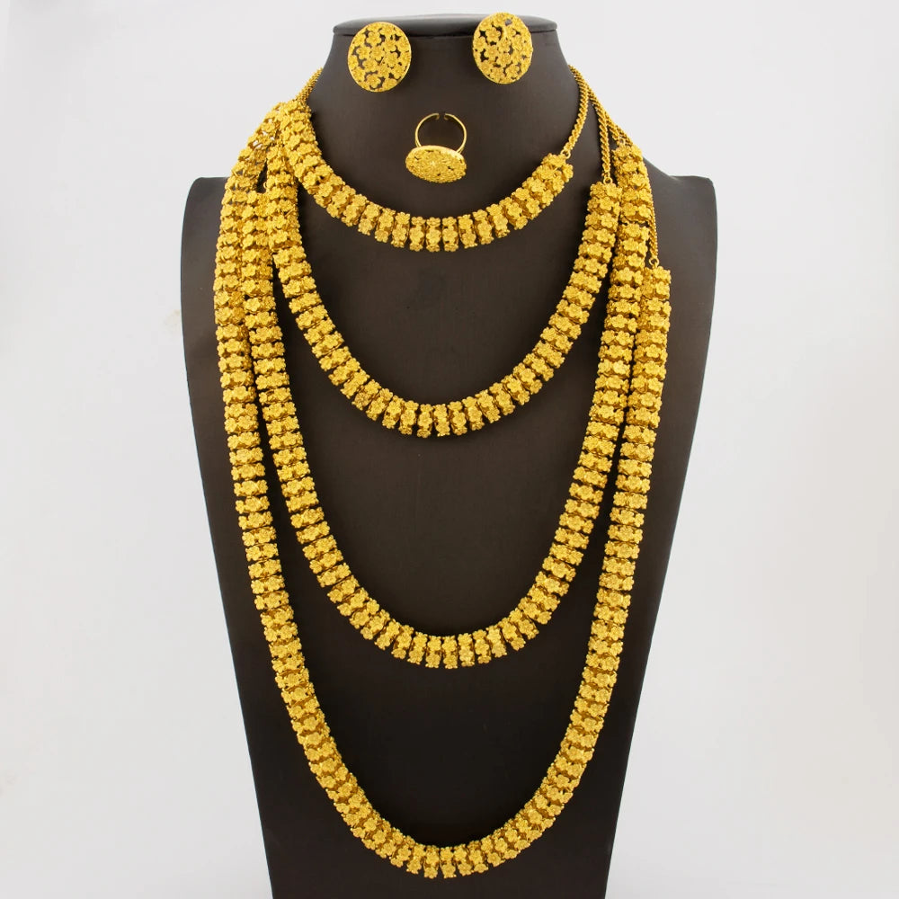 Dubai Luxury 24K Gold Plated Braided Jewelry Set