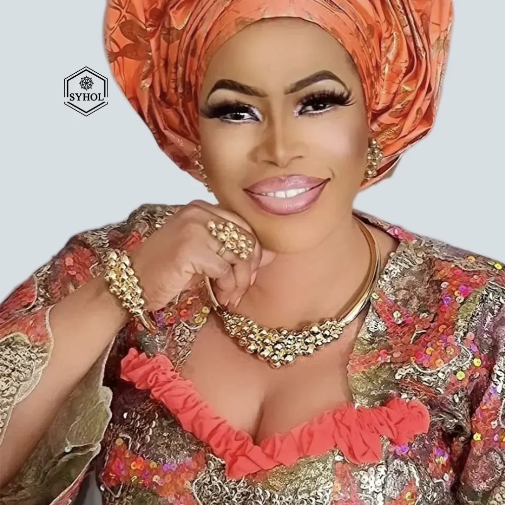 18K Dubai Gold Nigerian Bridal Jewelry Set | Statement Choker, Earrings, Ring & Bracelet