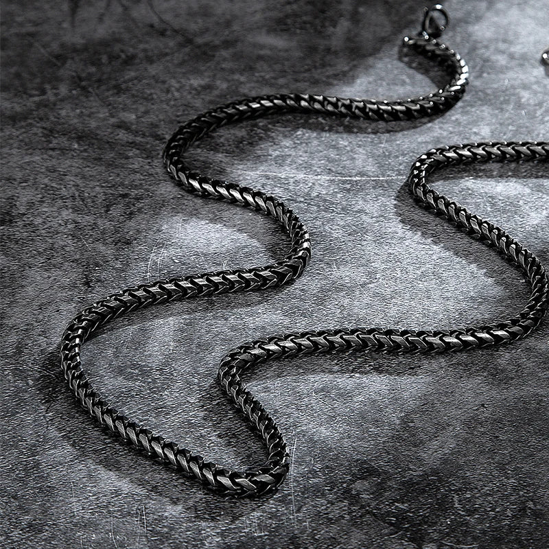 Men's Matte Black Franco Braided Chain Necklace