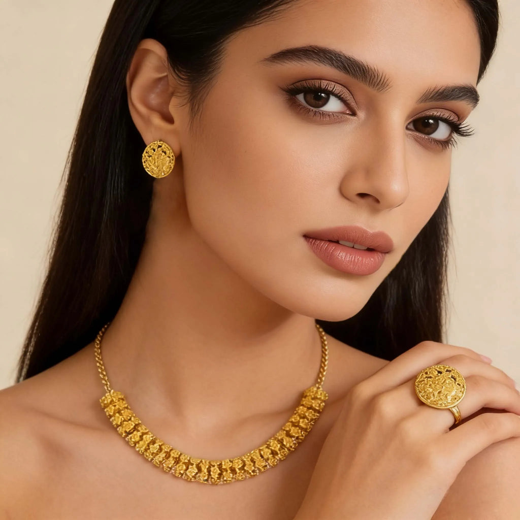 Dubai Royal 4-Layered Multi-Strand Gold Plated Jewelry Set