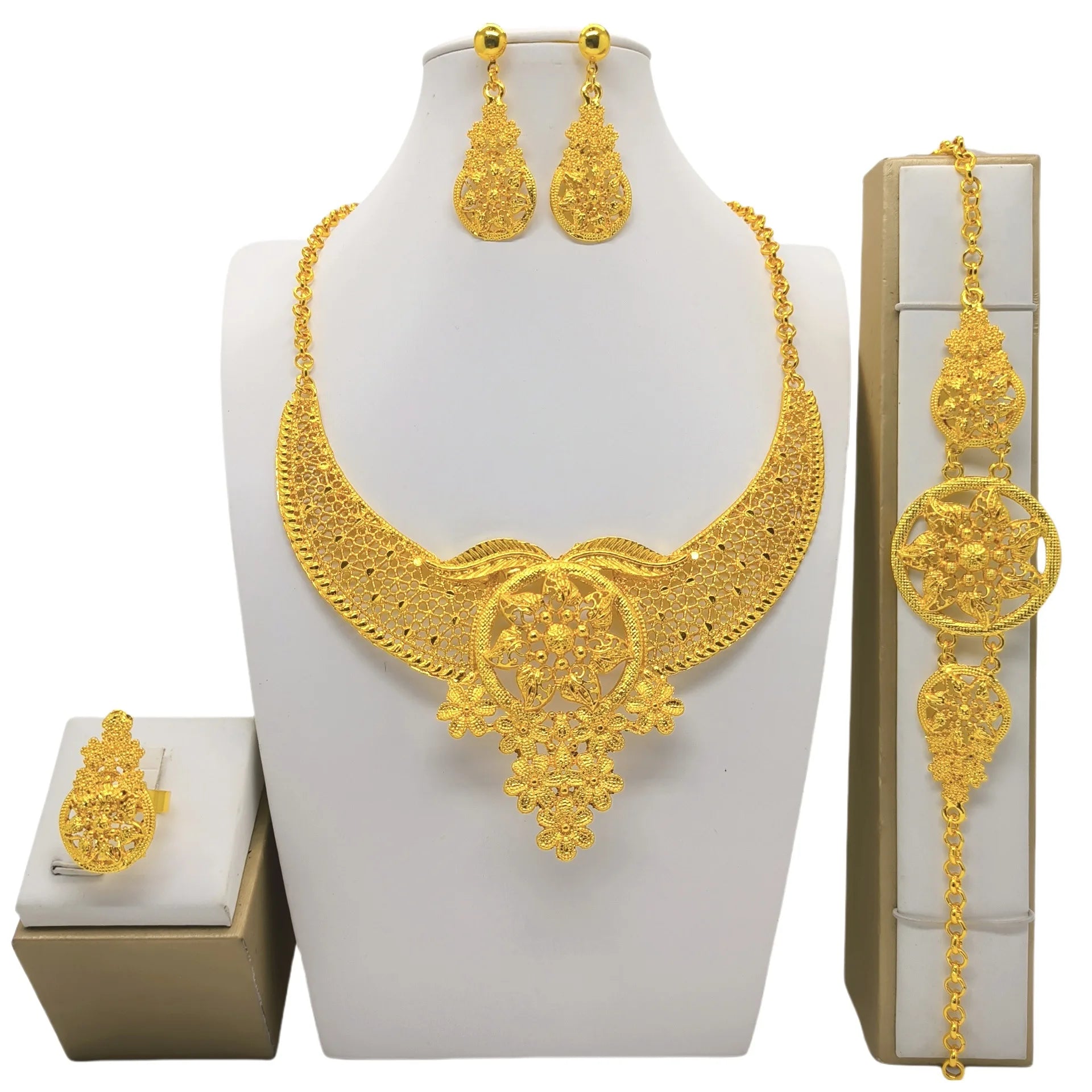 The Royal Emerald of Dubai: 24K Gold-Plated Bridal Couture Set