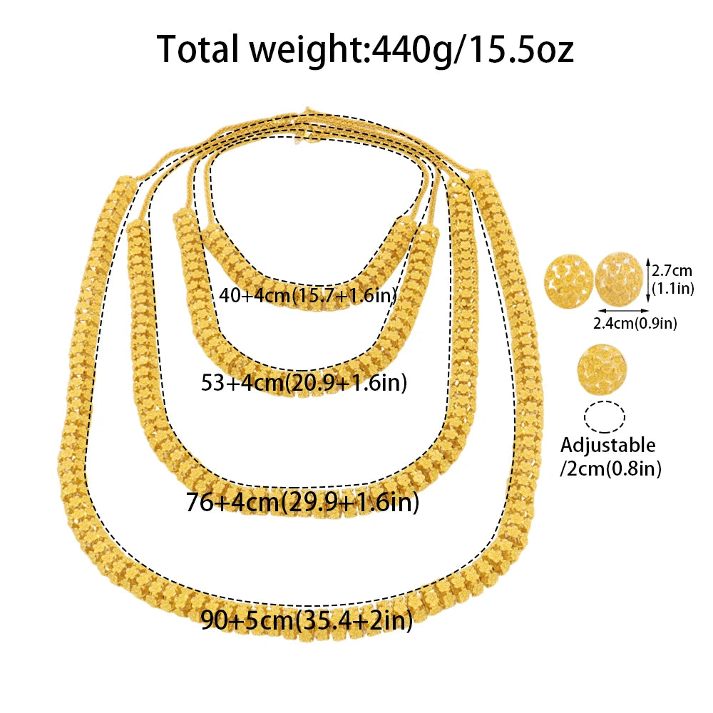 Dubai Luxury 24K Gold Plated Braided Jewelry Set