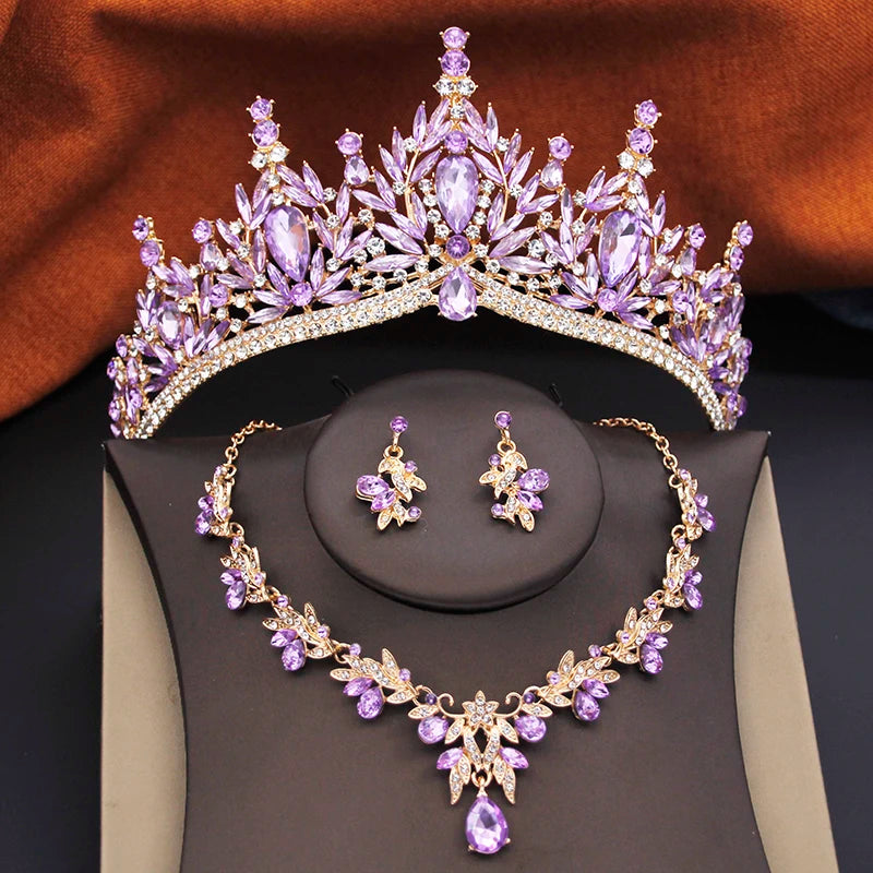Ocean Royalty - Blue Crystal Wedding Tiara & Bridal Set