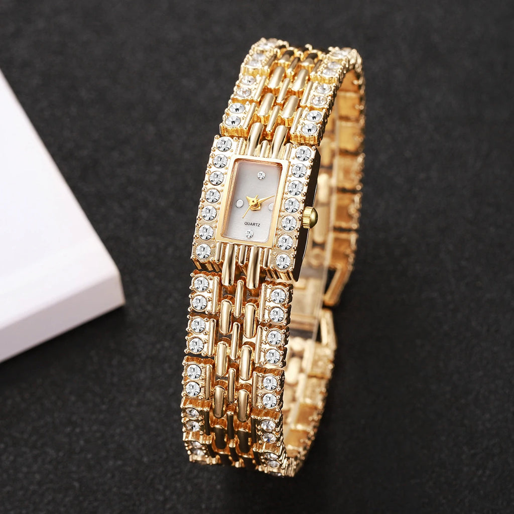 Luxury Rhinestone Rectangle Women Watches Fashion Ladies Bracelet Wristwatch Reloj Mujer Girls Clock Gift (Without Box)