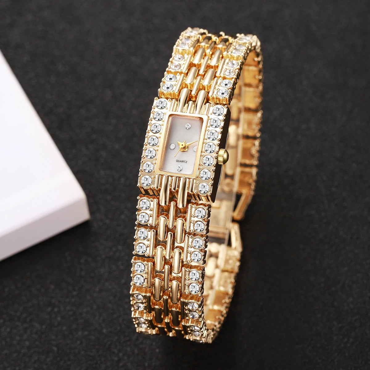 Luxury Rhinestone Rectangle Women Watches Fashion Ladies Bracelet Wristwatch Reloj Mujer Girls Clock Gift (Without Box)