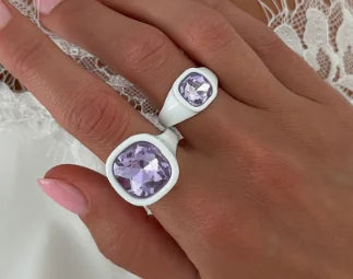 Glow Square - Y2K Acrylic Statement Crystal Ring
