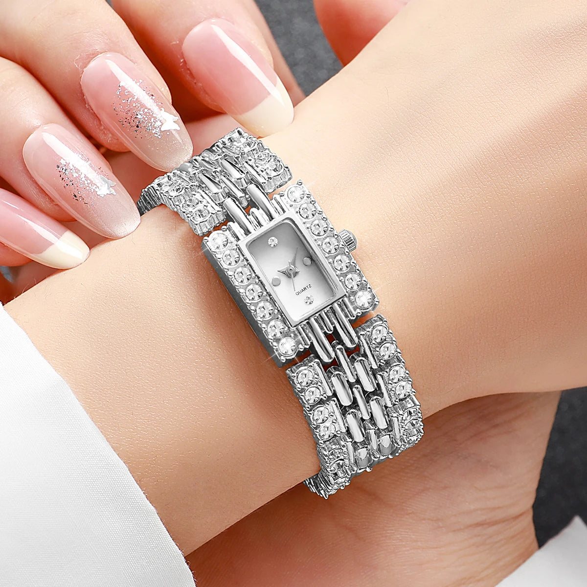 Luxury Rhinestone Rectangle Women Watches Fashion Ladies Bracelet Wristwatch Reloj Mujer Girls Clock Gift (Without Box)