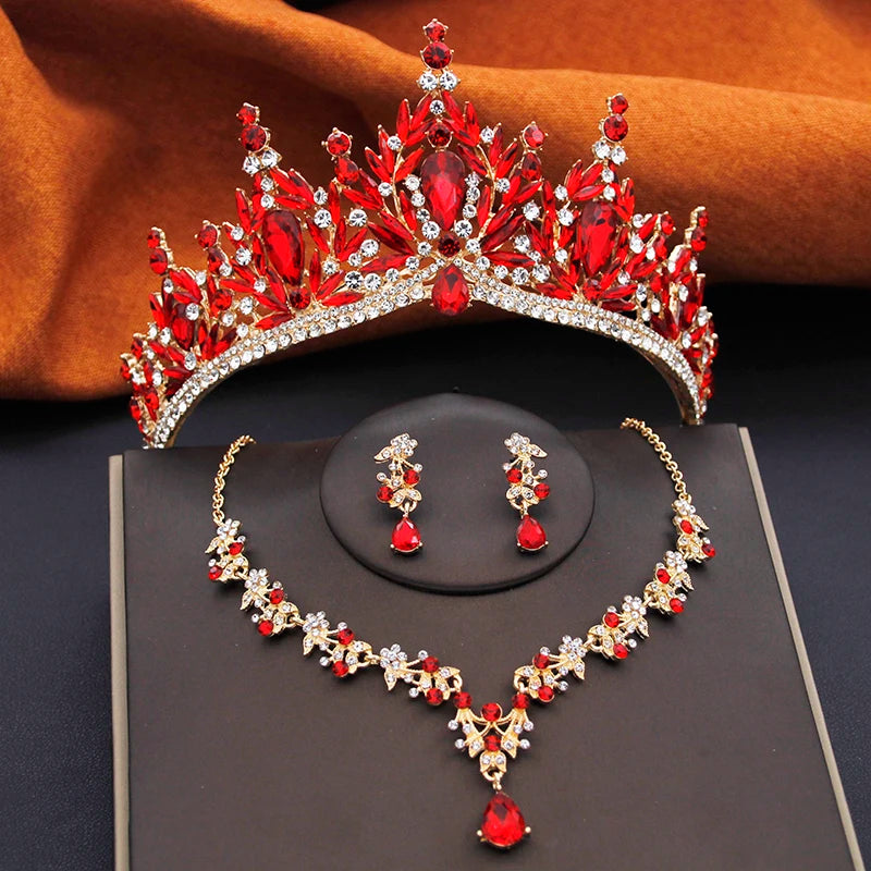 Royal Cascade - Water Drop Crystal Wedding Tiara & Bridal Set