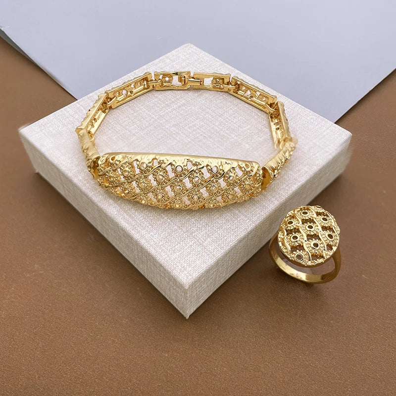 Dubai Luxury 4-Piece 18K Gold Plated Jewelry Set