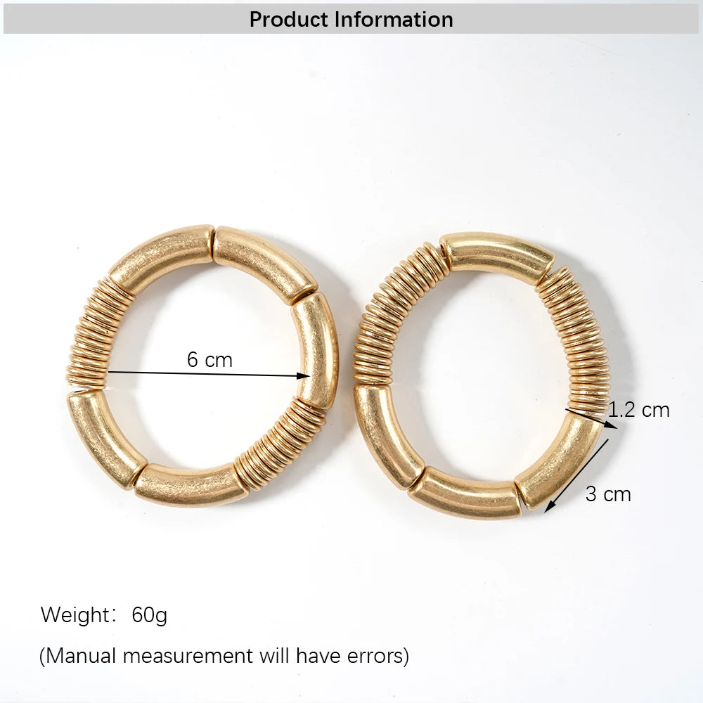 Architectural Ribbed Chunky Choker Set | Matte Gold Curved Tube Collar Necklace & Stacked Bangle