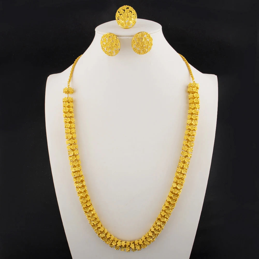 Dubai Luxury 24K Gold Plated Braided Jewelry Set