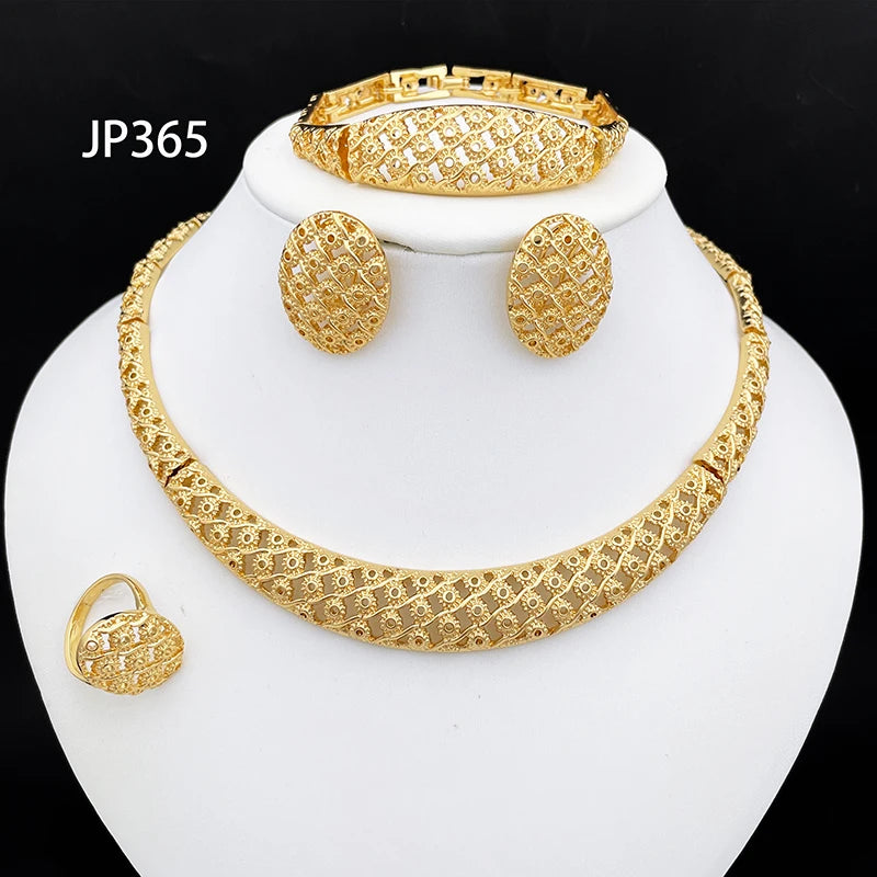 Dubai Luxury 4-Piece 18K Gold Plated Jewelry Set