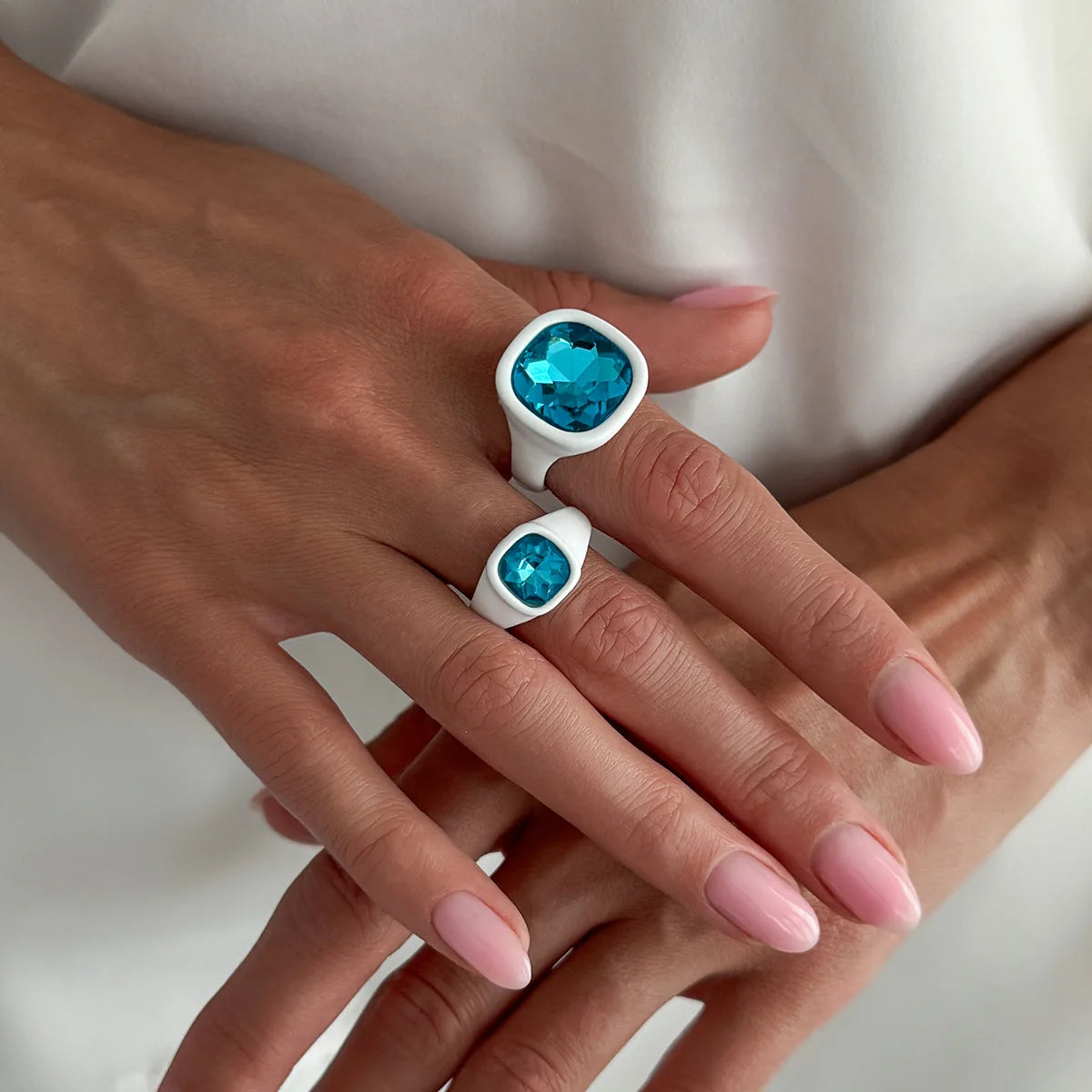 Pastel Dreams - 2-Piece Sparkling Chunky Ring Set