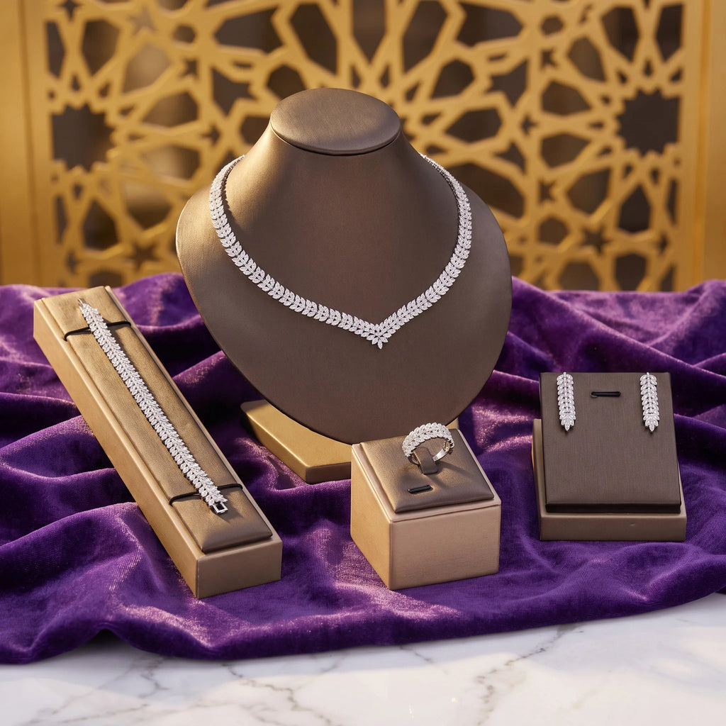 The Imperial Riviera: 4-Piece Dubai V-Contour Diamond Bridal Set