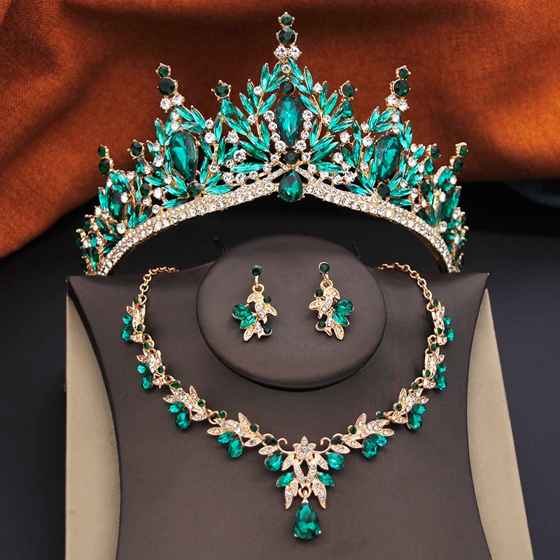 Ocean Royalty - Blue Crystal Wedding Tiara & Bridal Set