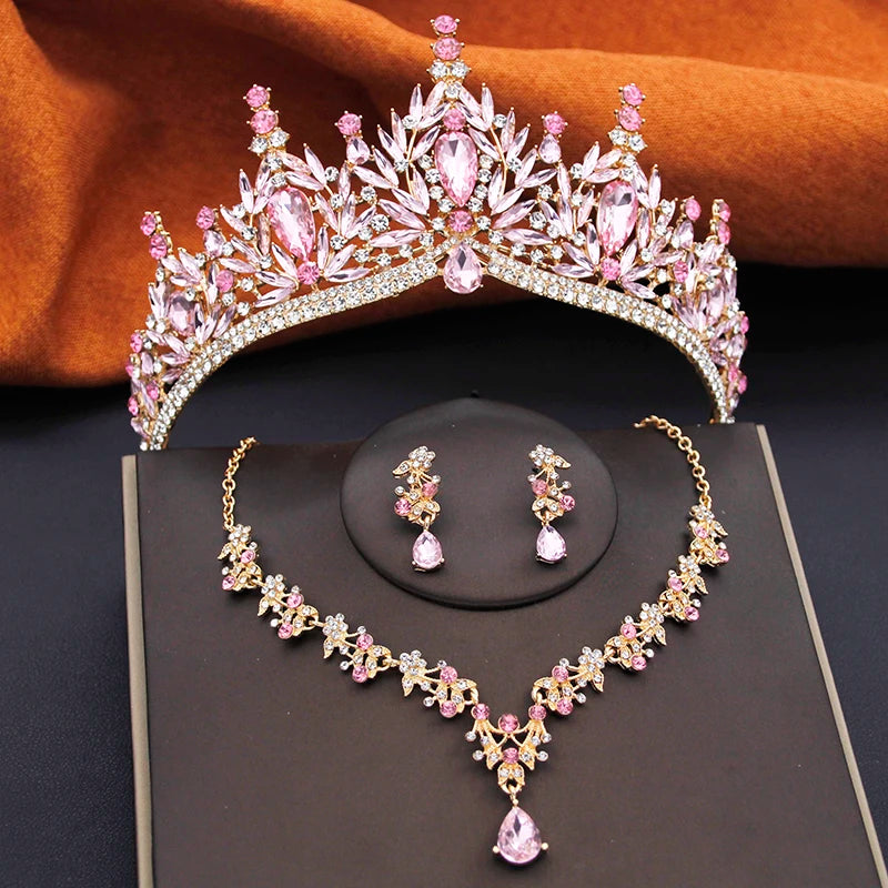 Royal Cascade - Water Drop Crystal Wedding Tiara & Bridal Set