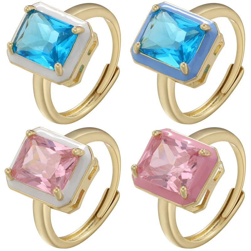 Chroma Gem - 18K Gold Plated Enamel Stack Ring