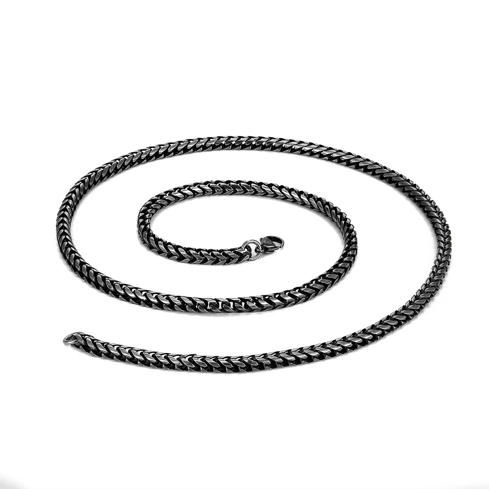 Men's Matte Black Franco Braided Chain Necklace