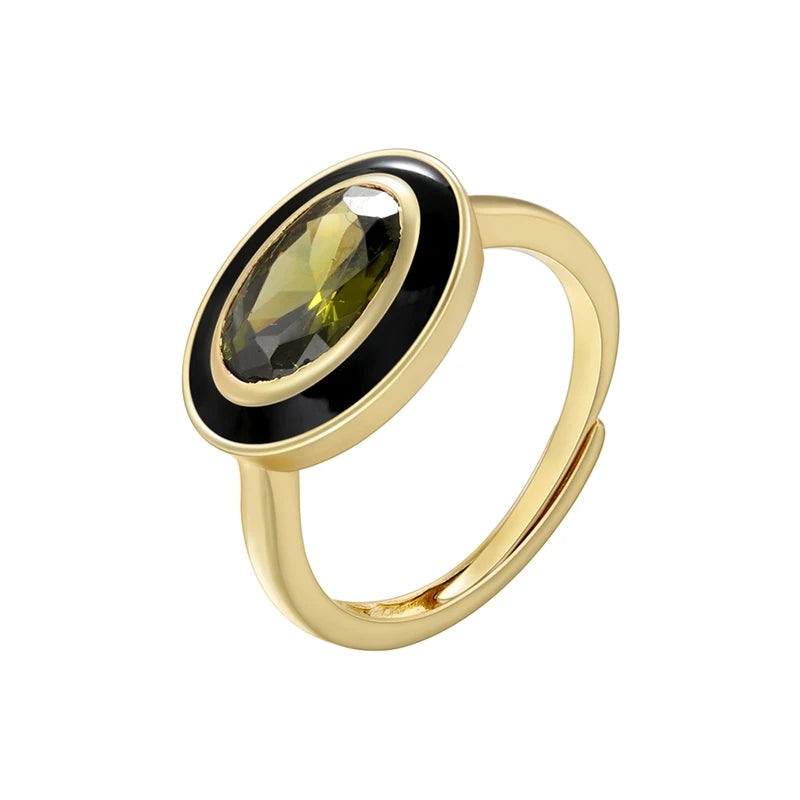 Chroma Gem - 18K Gold Plated Enamel Stack Ring