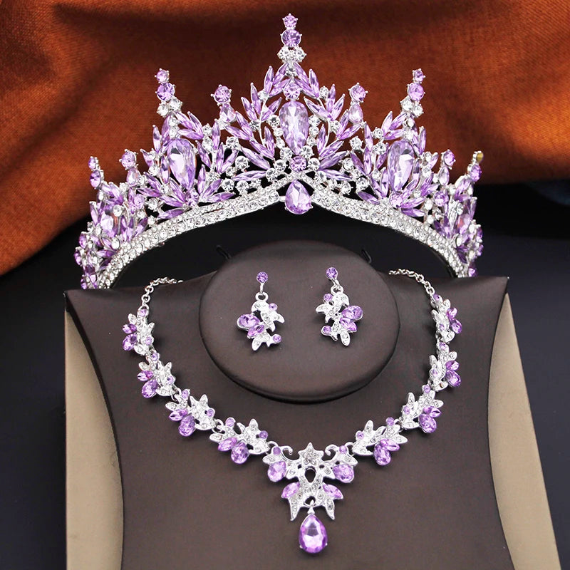 Ocean Royalty - Blue Crystal Wedding Tiara & Bridal Set