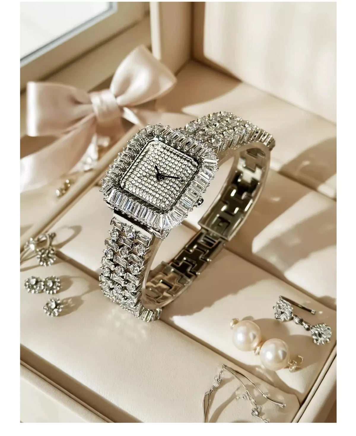 The Imperial Marquise: Slender Square Diamond Bracelet Watch