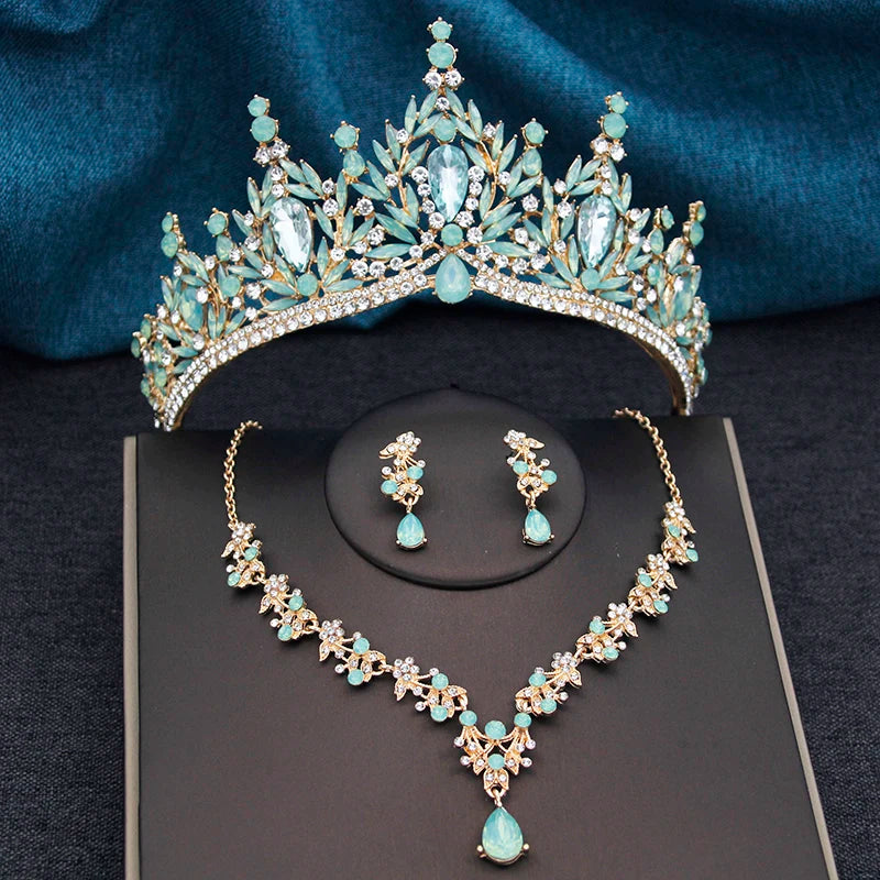 Blush Royalty - Pink Crystal Wedding Tiara & Bridal Set