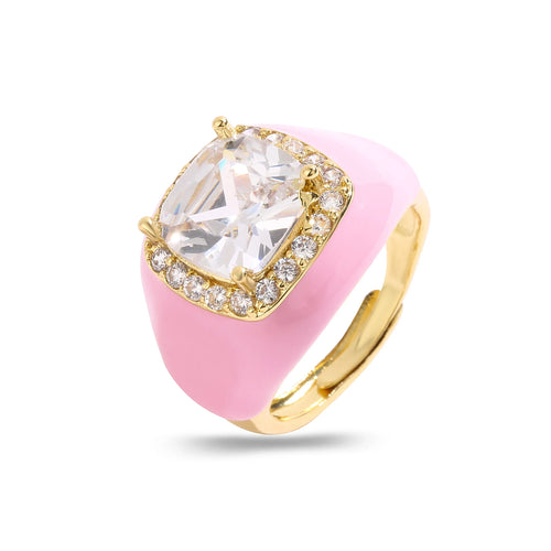 Candy Glaze - 18K Gold Plated Enamel Signet Ring