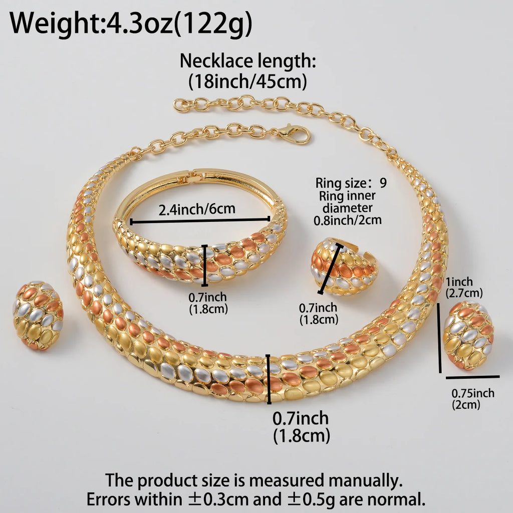 Dubai Luxury Textured Collar 4-Piece Jewelry Set