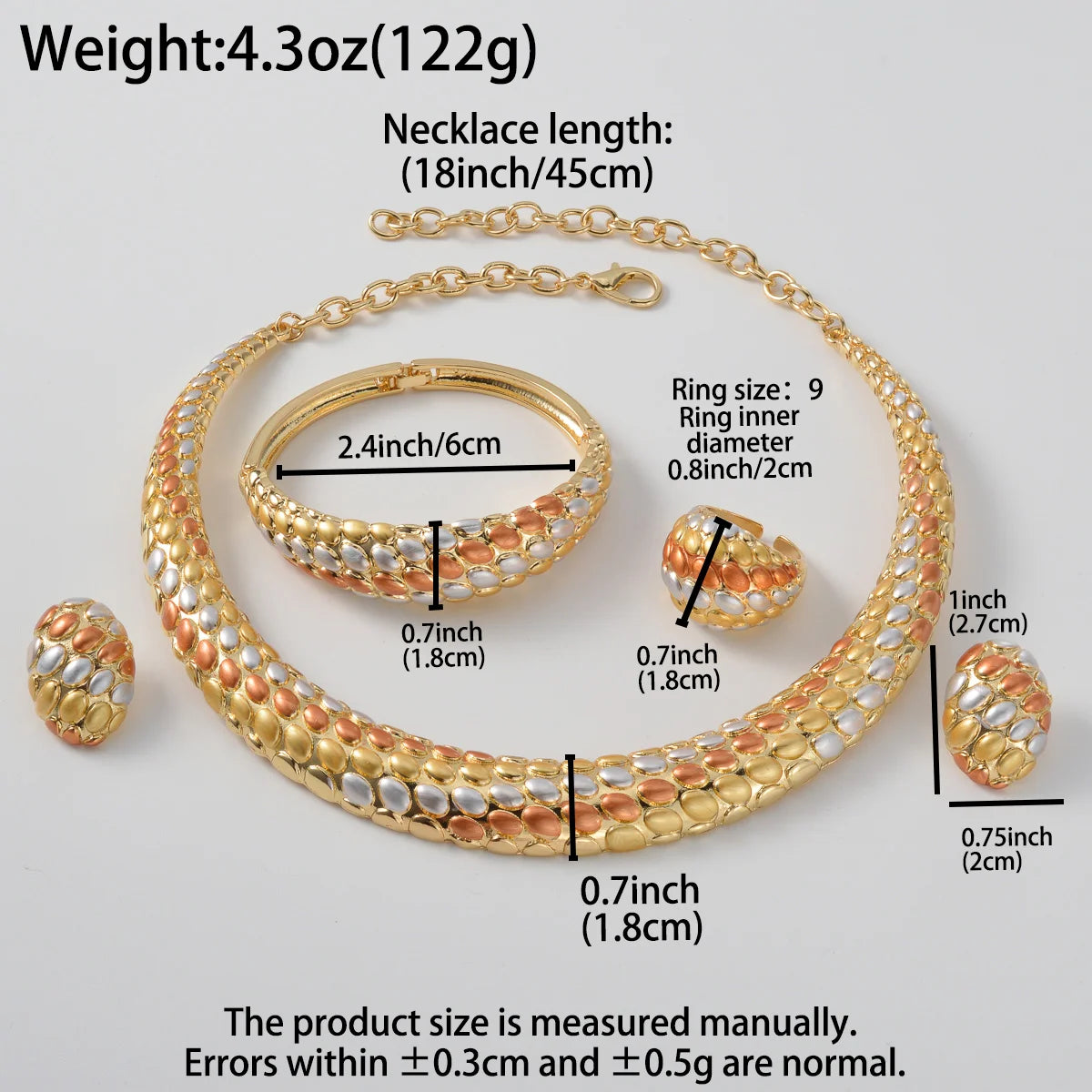 Dubai Luxury Textured Collar 4-Piece Jewelry Set