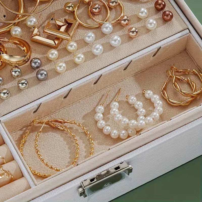 The Imperial Boho: 86-Piece Stackable Pearl & Alloy Jewelry Trunk Set
