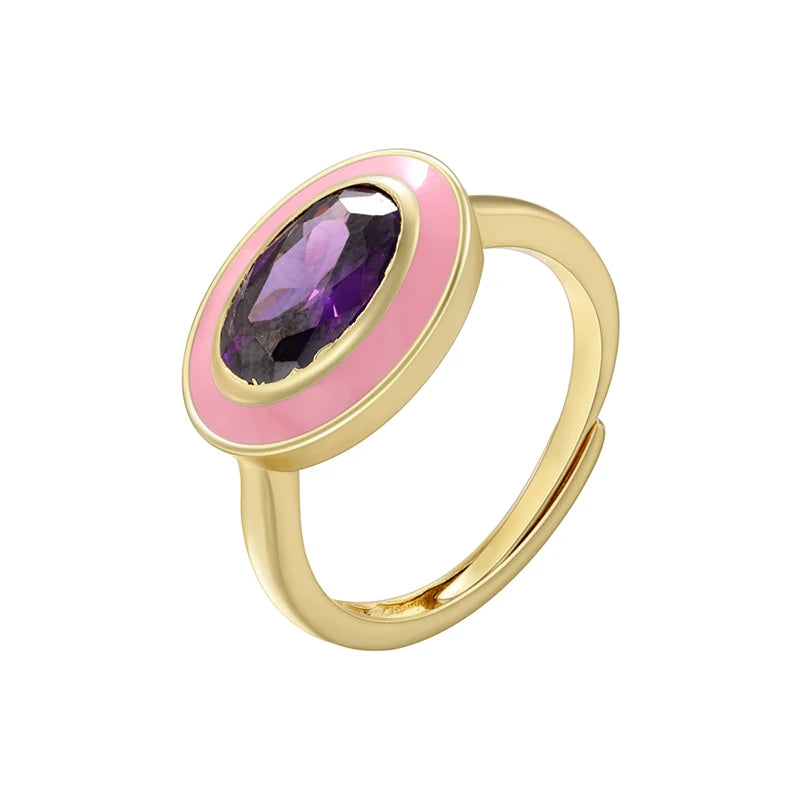 Chroma Gem - 18K Gold Plated Enamel Stack Ring