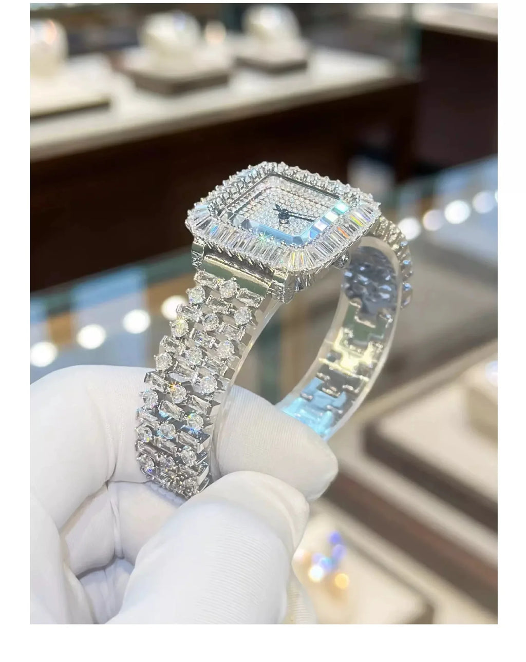 The Imperial Marquise: Slender Square Diamond Bracelet Watch