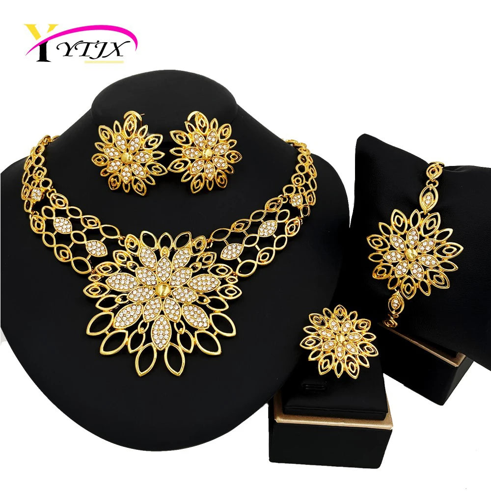 The Royal Sunflower: 24K Gold-Plated Filigree Lace Bridal Set