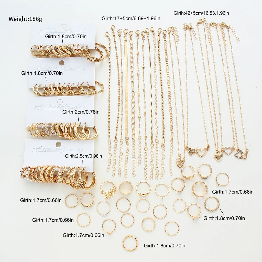 The Imperial Dynasty: 82-Piece Gold Hoop, Stud & Stacking Ring Trunk Set