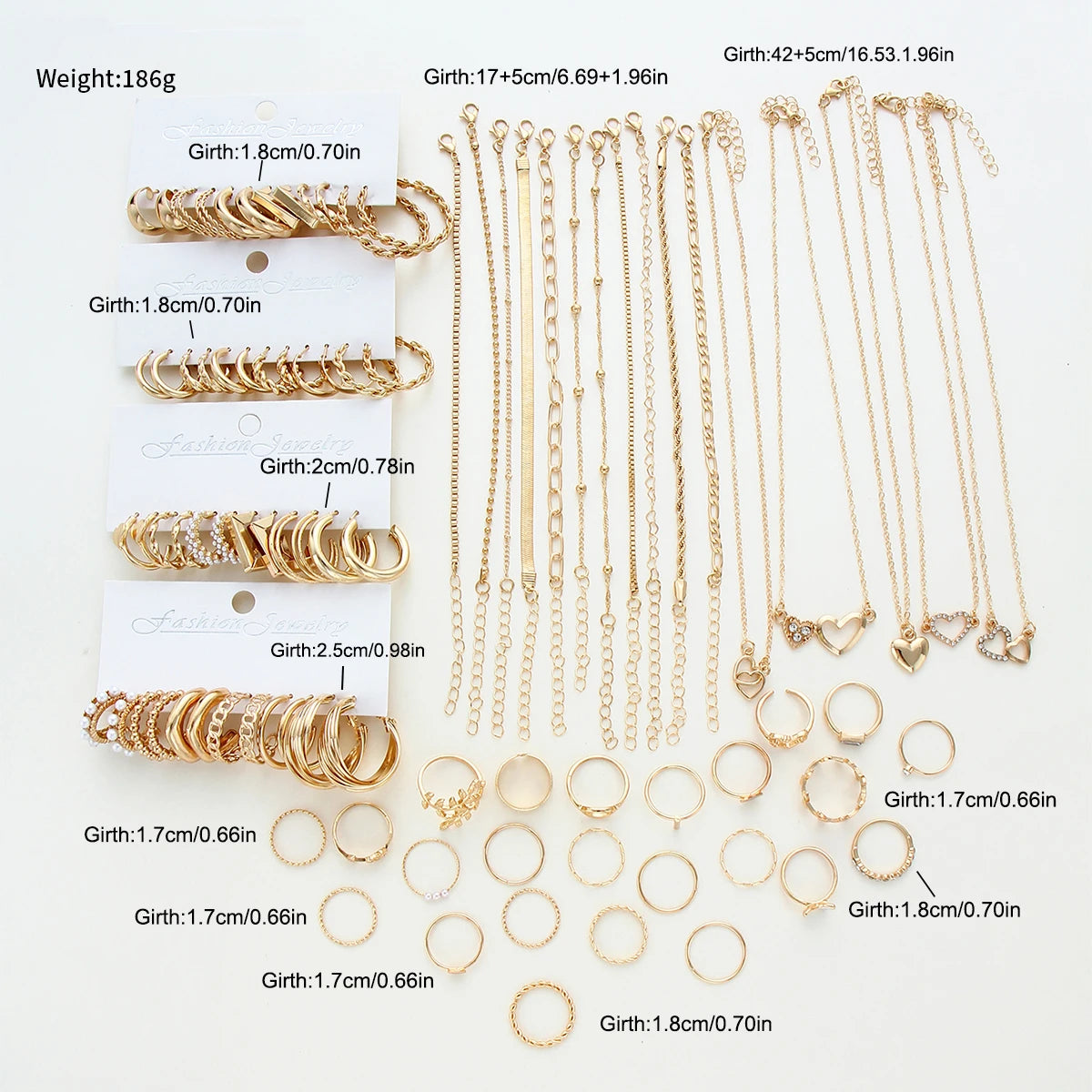 The Imperial Dynasty: 82-Piece Gold Hoop, Stud & Stacking Ring Trunk Set
