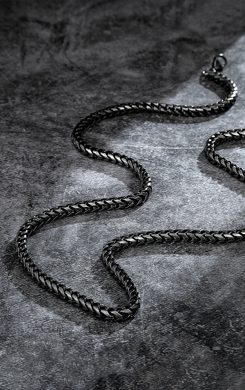 Men's Matte Black Franco Braided Chain Necklace