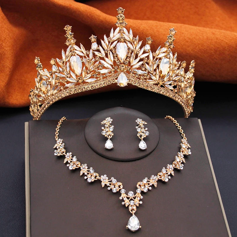 Royal Cascade - Water Drop Crystal Wedding Tiara & Bridal Set