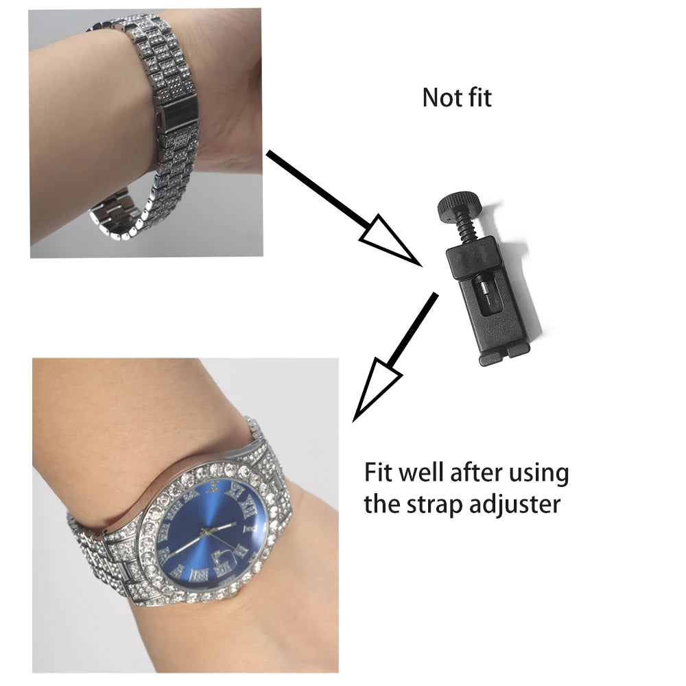 The Imperial Vanguard: Fully Iced Square Watch & Cuban Link Set