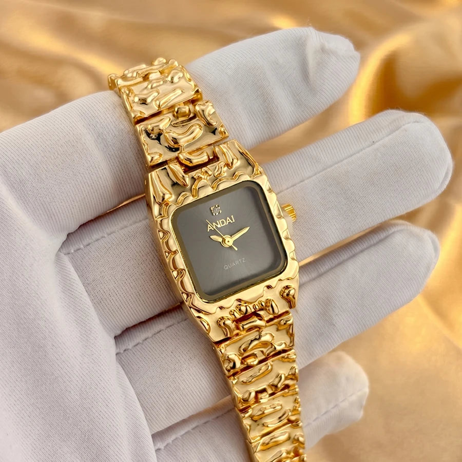 Vintage Gold Watch with Jam Tangan Wanita and Jewelry Set For Women Gift