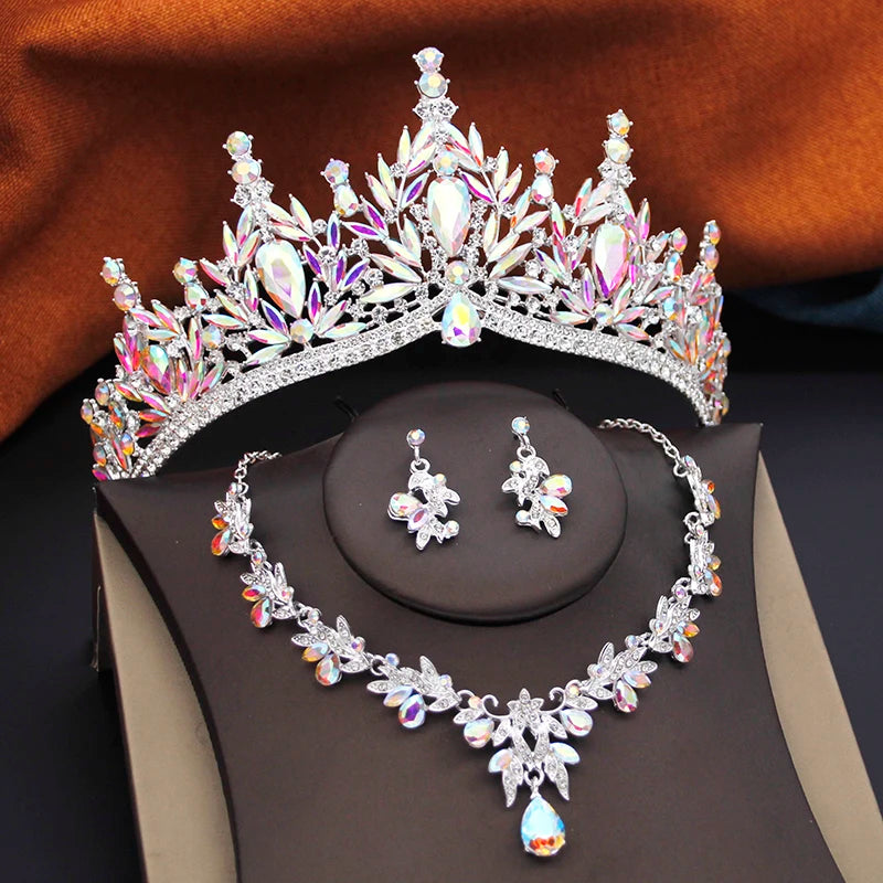 Ocean Royalty - Blue Crystal Wedding Tiara & Bridal Set